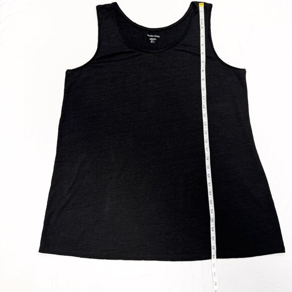 Eileen Fisher Black Organic Linen Jersey Long Tank Scoop Neck Women's Size L - Picture 5 of 10